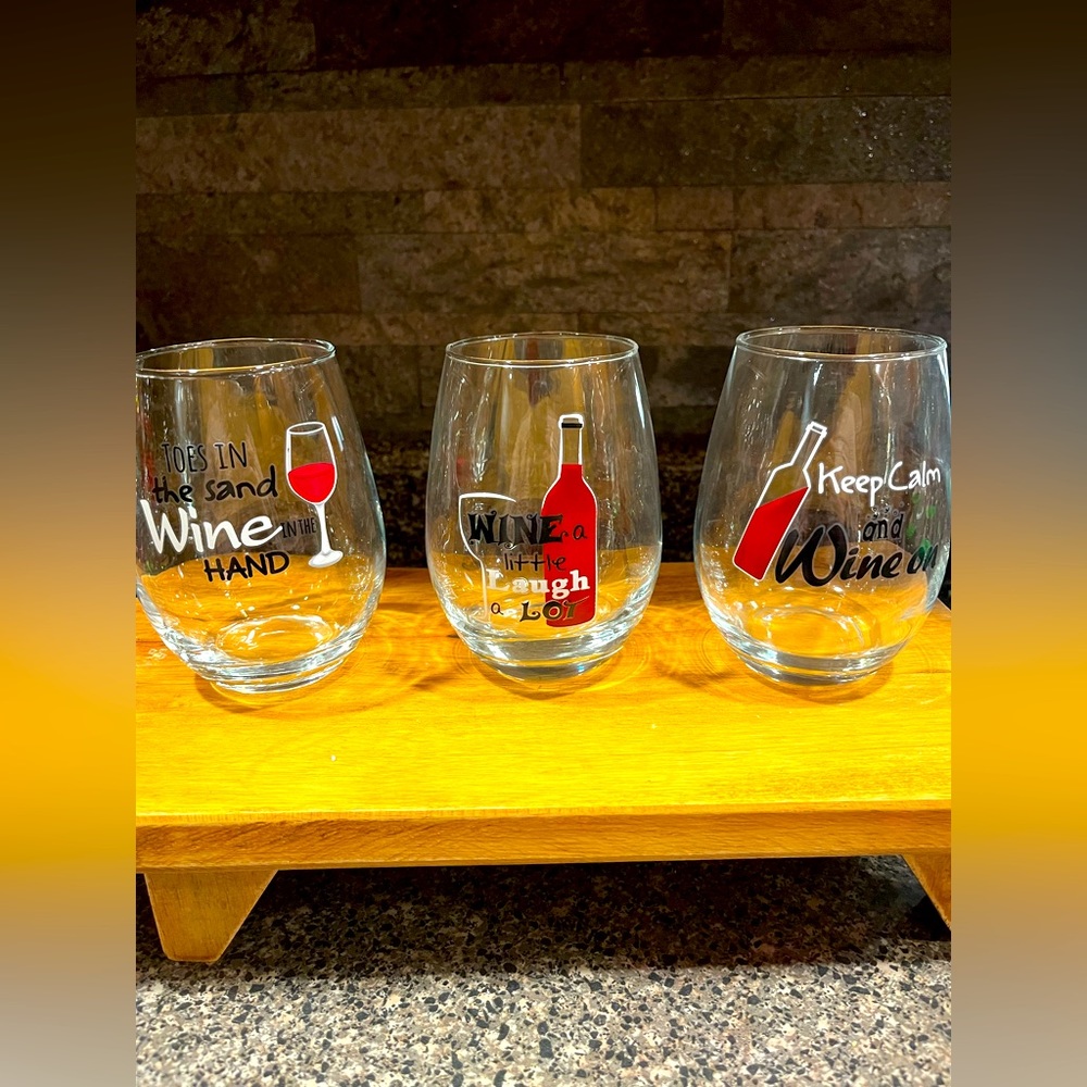 Stemless hand painted wine glass - Picture 2 of 2